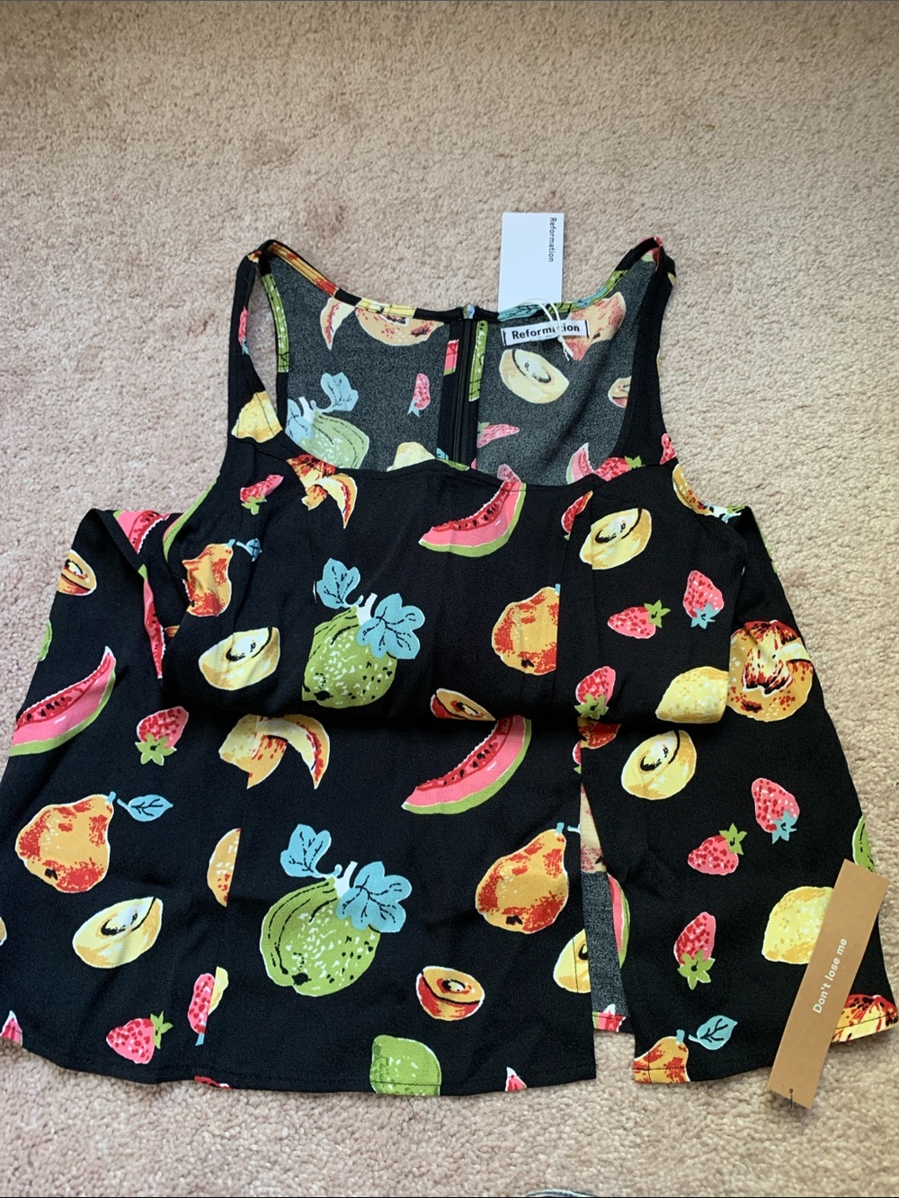 Reformation Black Tropical Fruit Print Dress - Picture 7 of 7